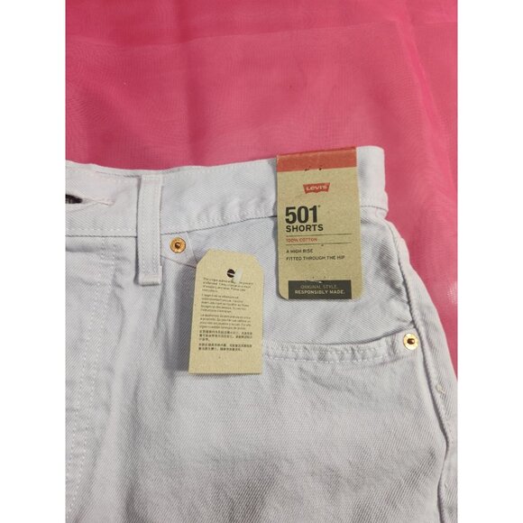 Levi's 501 Women's Shorts Size 32 High Rise Lilac Denim Cutoff Button Fly (27) - Picture 4 of 6